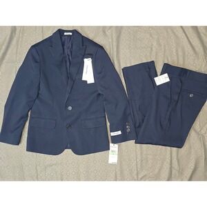 NWT Calvin Klein Boys 2 Piece Suit Navy Blue Regular Fit Size 8 MSRP $150